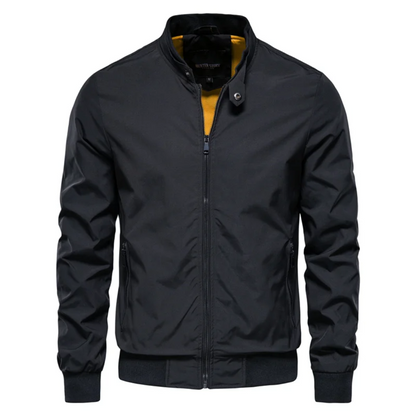 Men's sleek zip-up bomber jacket - versatile lightweight outerwear for all seasons