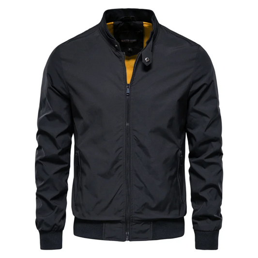 Men's sleek zip-up bomber jacket - versatile lightweight outerwear for all seasons