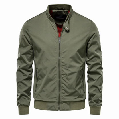 Men's sleek zip-up bomber jacket - versatile lightweight outerwear for all seasons