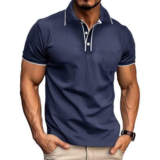 Men's polo shirt classic cotton short sleeve top - versatile everyday wear