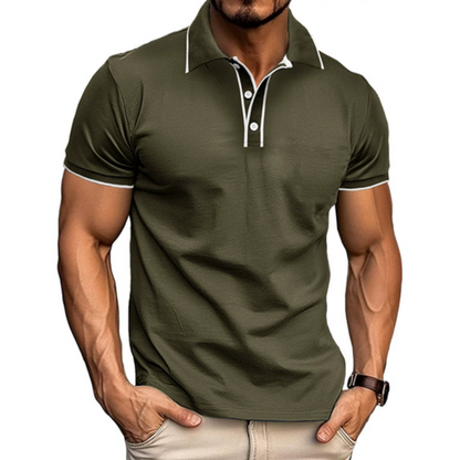 Men's polo shirt classic cotton short sleeve top - versatile everyday wear