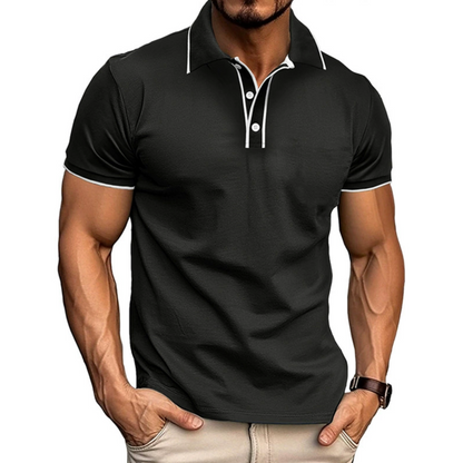 Men's polo shirt classic cotton short sleeve top - versatile everyday wear