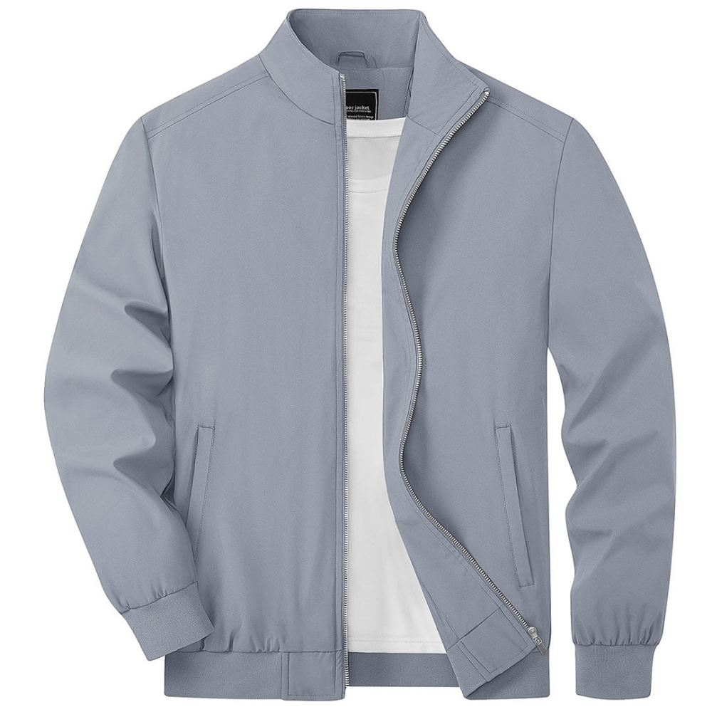 Men's bomber jacket lightweight outerwear - sleek zip-up casual attire