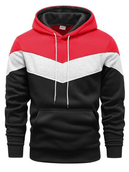 Men's hoodie - modern color block pullover for casual wear with front pocket