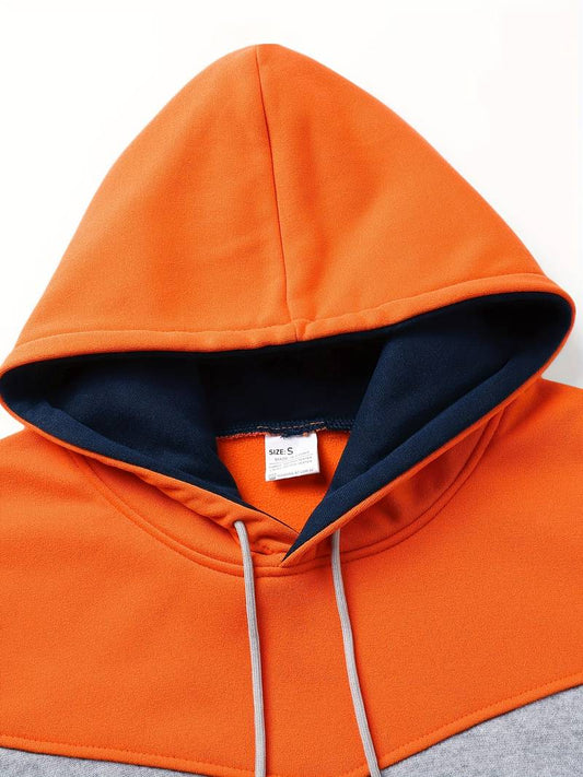 Men's hoodie - modern color block pullover for casual wear with front pocket