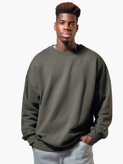 Men's casual sweatshirt relaxed fit jumper - cozy round neck for everyday wear