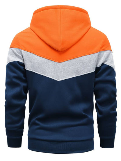Men's hoodie - modern color block pullover for casual wear with front pocket