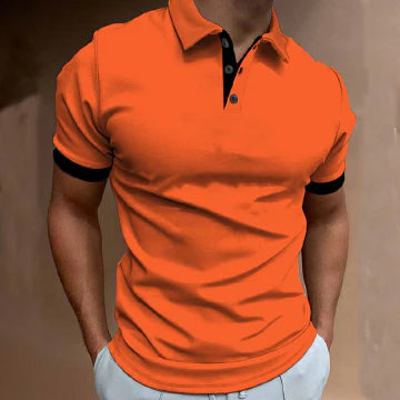 Men's stylish orange polo shirt with striking details - casual attire for everyday wear