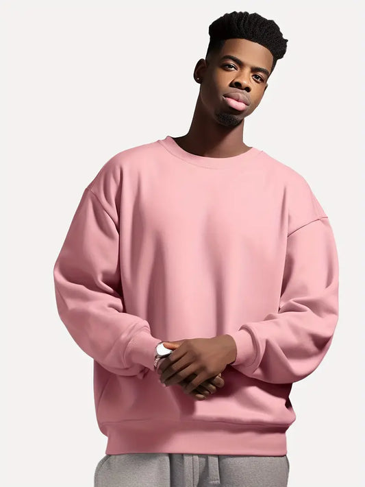 Men's casual sweatshirt relaxed fit jumper - cozy round neck for everyday wear
