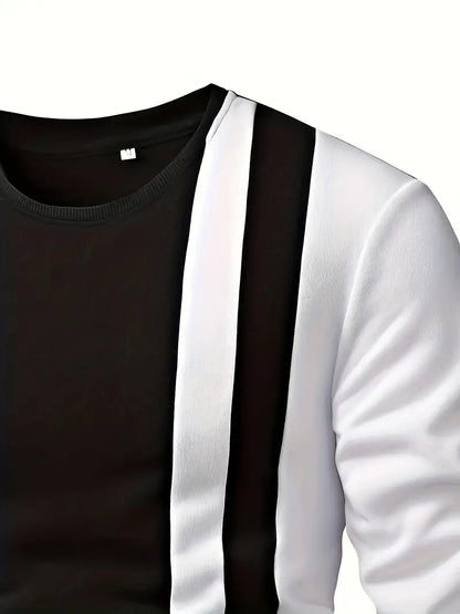Men's casual pullover modern colour block design for everyday wear - versatile layering top in soft fabric