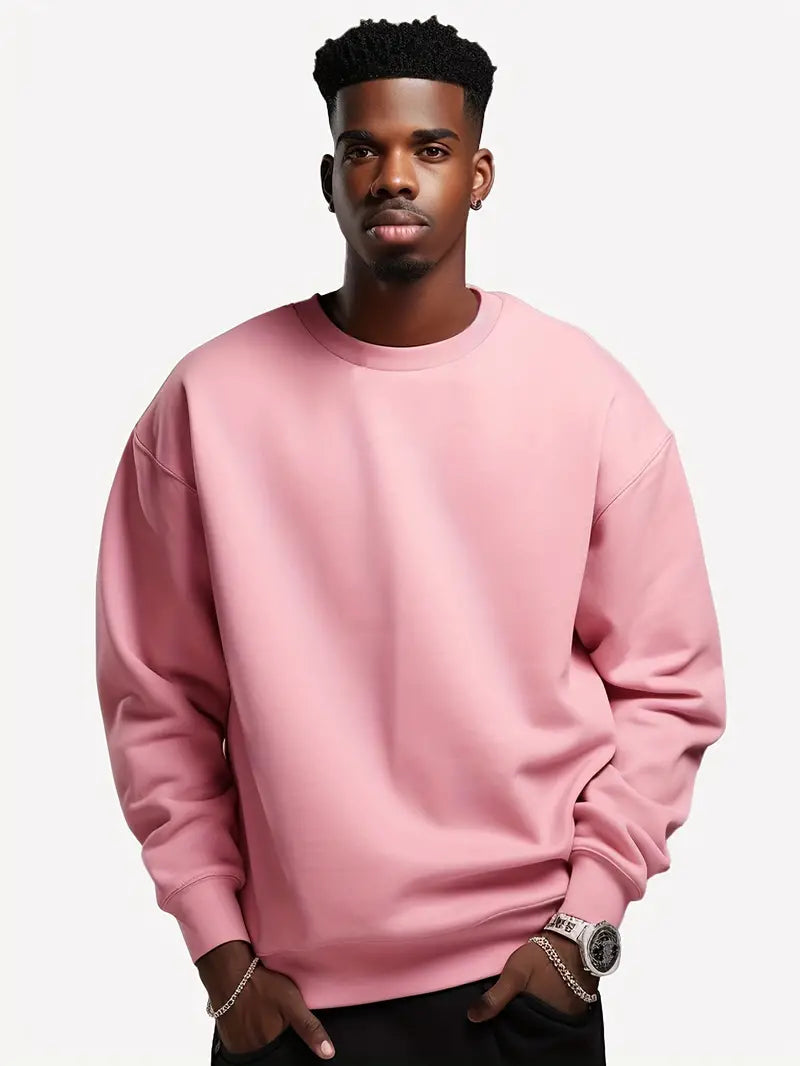 Men's casual sweatshirt relaxed fit jumper - cozy round neck for everyday wear