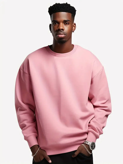 Men's casual sweatshirt relaxed fit jumper - cozy round neck for everyday wear