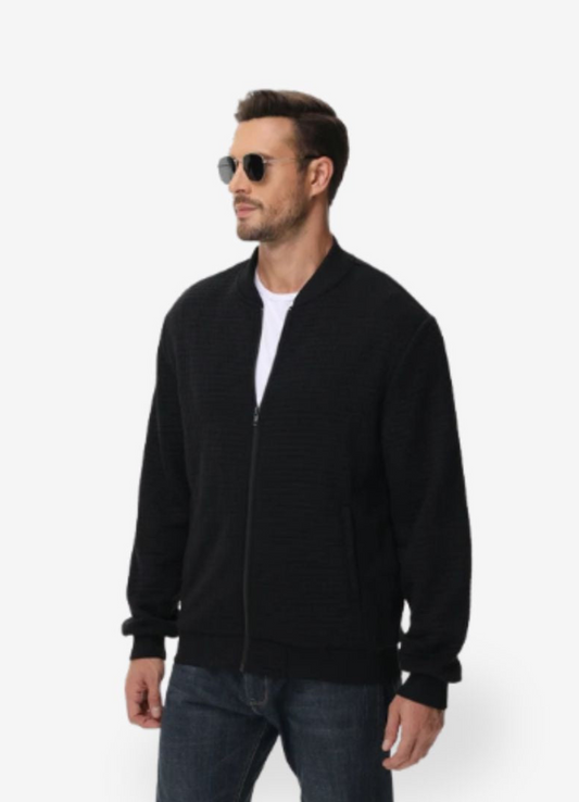 Men's zip-up bomber jacket casual everyday wear - stylish soft fabric with functional pockets