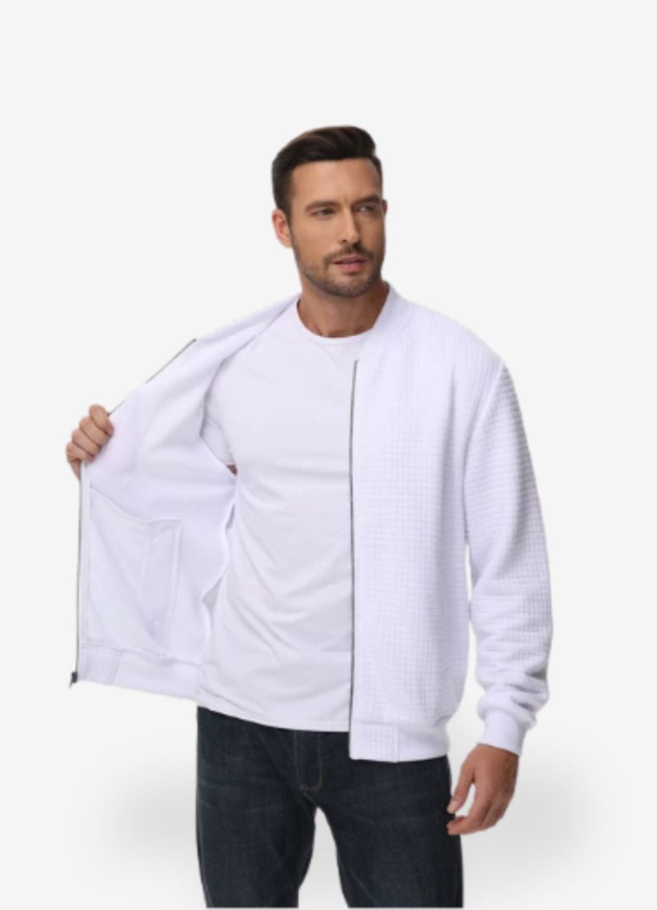Men's zip-up bomber jacket casual everyday wear - stylish soft fabric with functional pockets