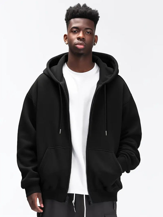 Men's zip-up hoodie casual wear - cozy oversized sweatshirt for everyday style