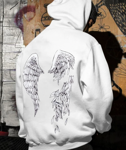Men's casual hoodie with artistic wing design - unique stylish wear for everyday use