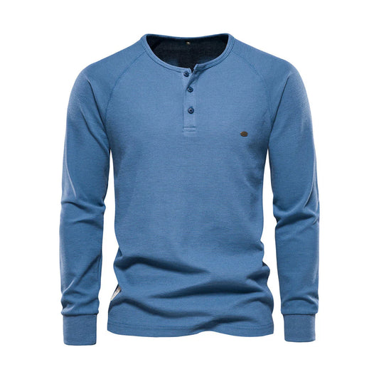 Men's henley t-shirt - soft fabric top for outings and everyday wear