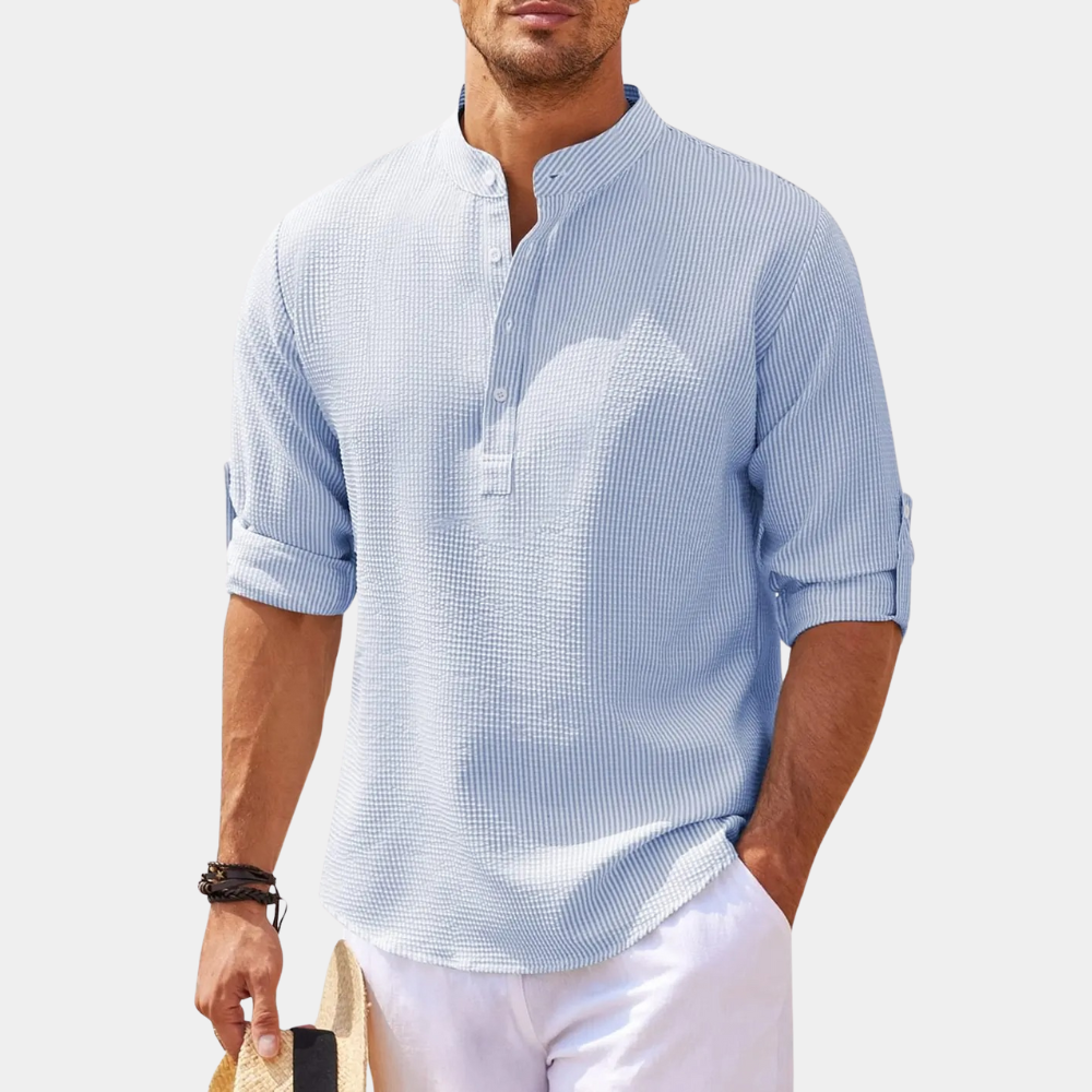 Men's lightweight henley shirt - versatile long sleeve top for casual summer wear