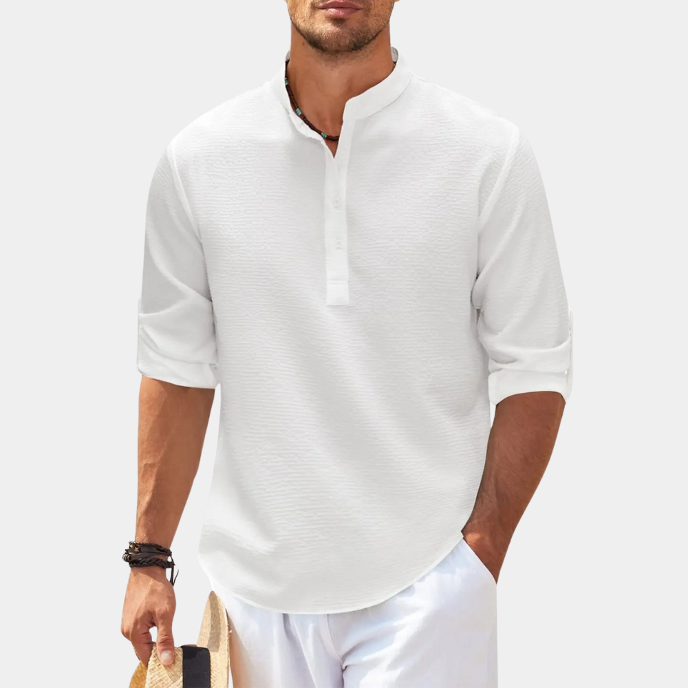 Men's lightweight henley shirt - versatile long sleeve top for casual summer wear