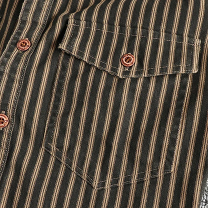 Men's casual shirt durable long sleeve striped design - versatile office and weekend wear