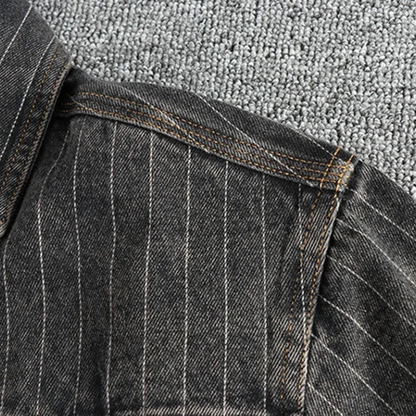 Men's casual shirt modern striped denim top in grey - stylish weekend attire