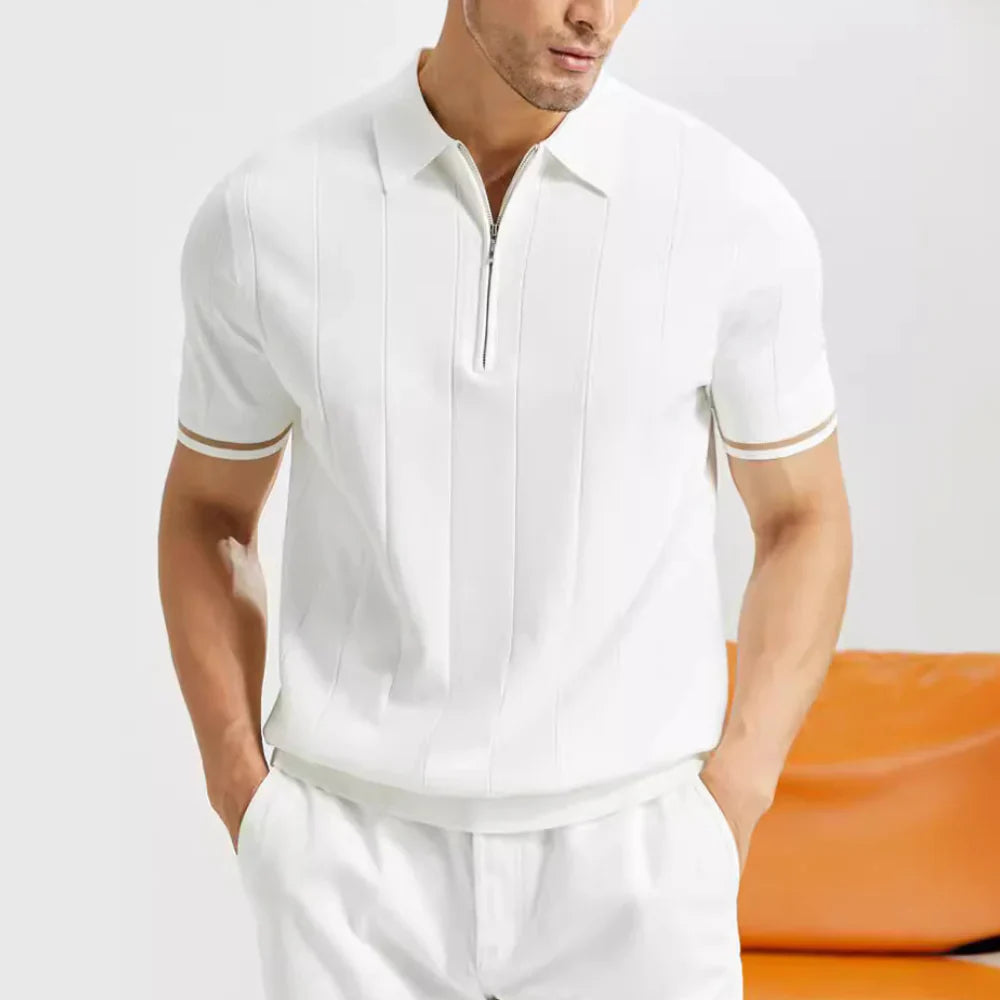 Men's polo shirt with zip neck - premium lightweight fabric for casual outings