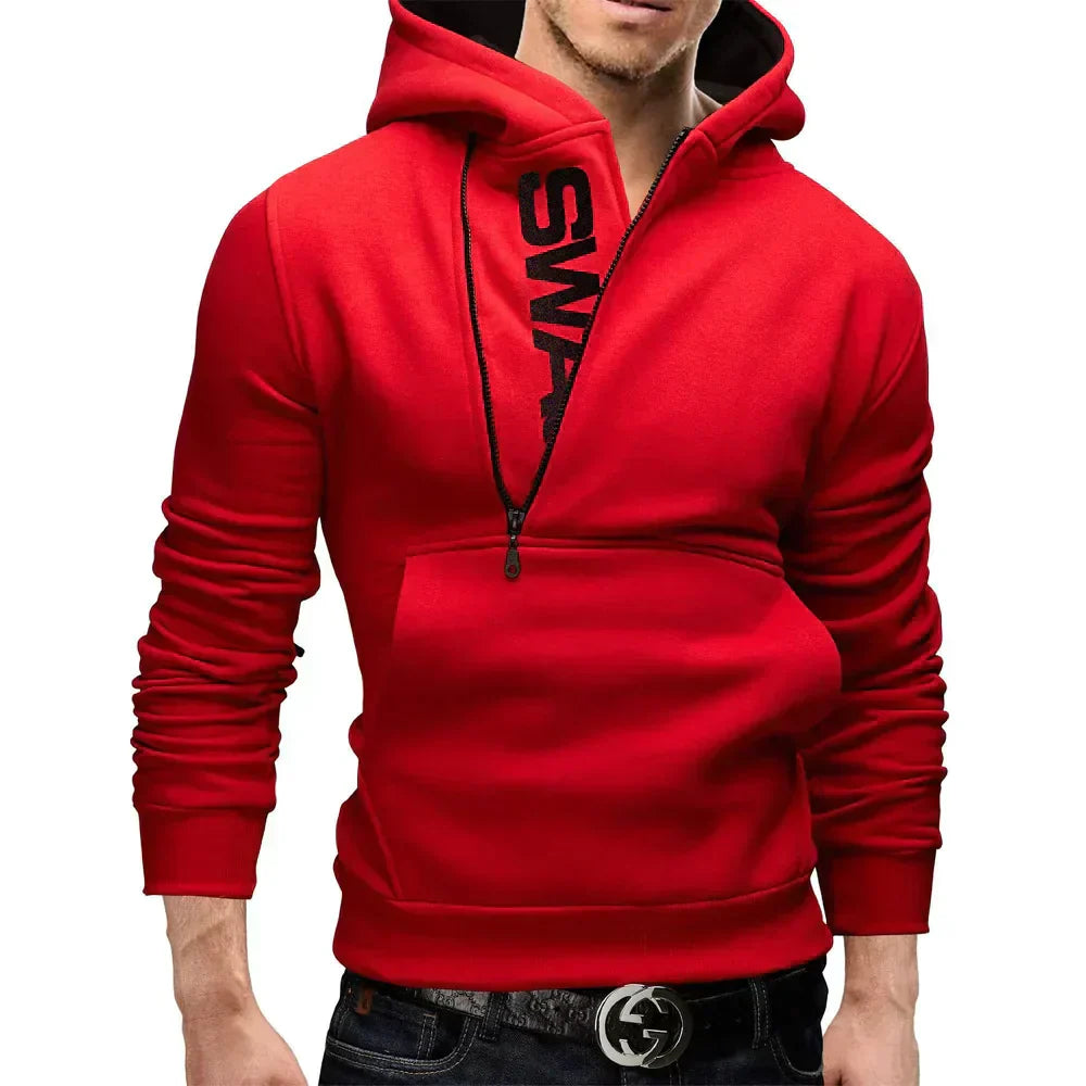 Men's zip-up hoodie - contemporary pullover with side zip for casual wear