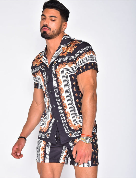 2-piece men's shorts and short sleeve shirt set - stylish casual ensemble for summer - perfect for relaxed occasions
