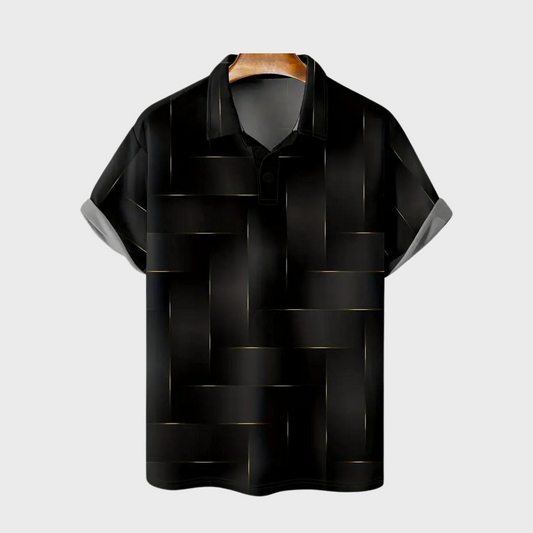 Men's polo shirt modern casual attire - unique pattern short sleeve top for relaxed days