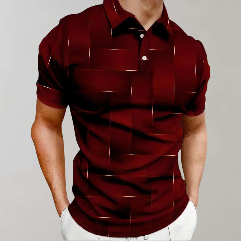 Men's polo shirt modern casual attire - unique pattern short sleeve top for relaxed days