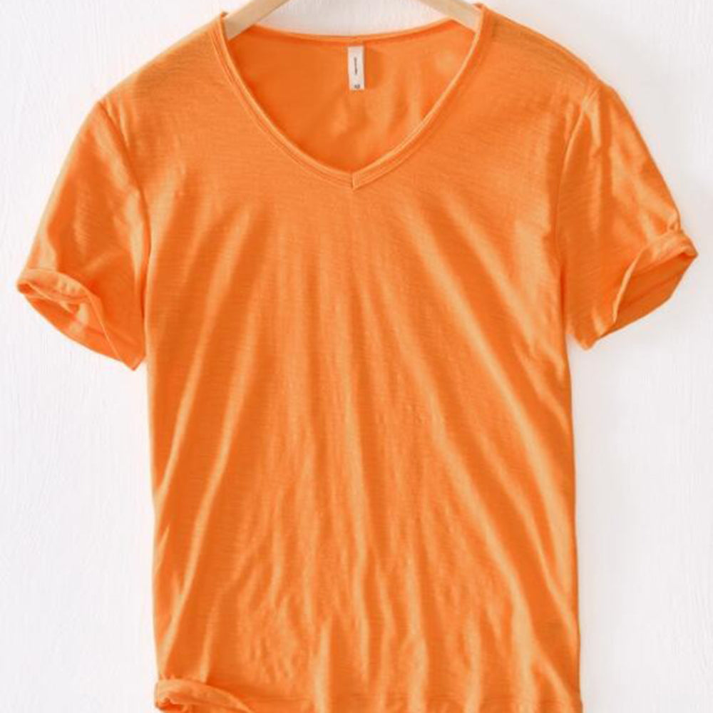 Men's v-neck t-shirt soft cotton blend casual wear - lightweight short sleeve top for everyday comfort