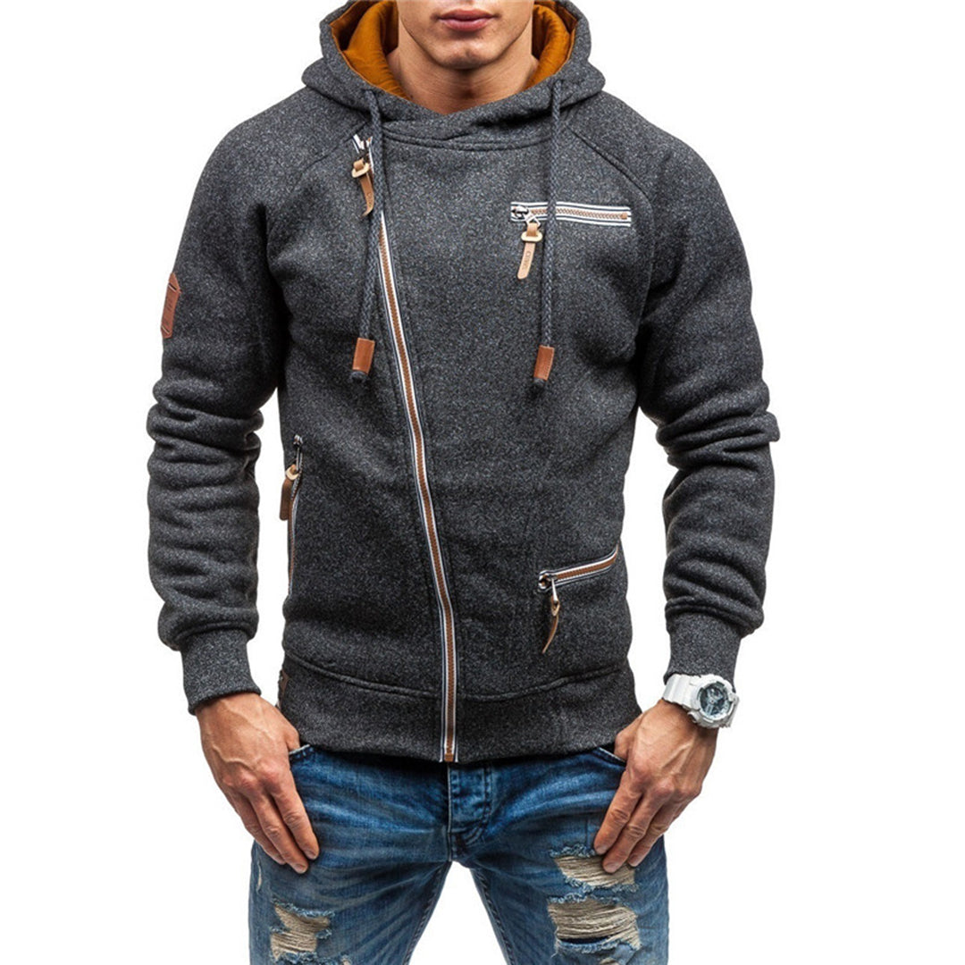 Men's casual fleece hoodie - zip-up jumper with pockets for everyday wear