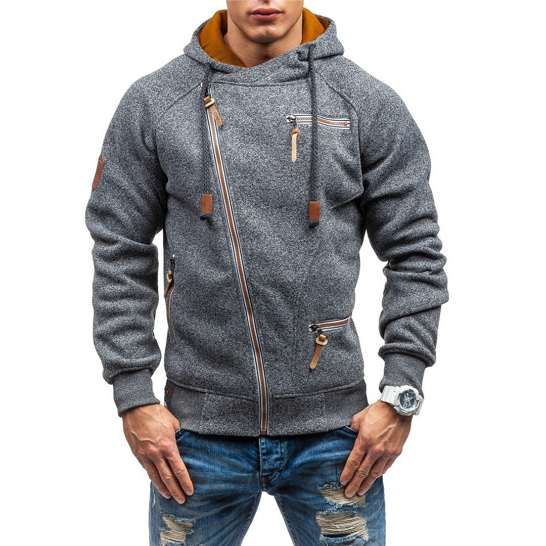 Men's casual fleece hoodie - zip-up jumper with pockets for everyday wear