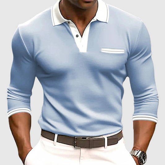Men's casual polo shirt - stylish long sleeve top for everyday wear