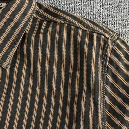 Men's casual shirt durable long sleeve striped design - versatile office and weekend wear