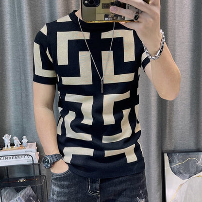 Men's unique design casual t-shirt - eye-catching patterned short sleeve top