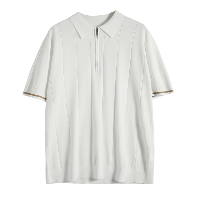 Men's polo shirt with zip neck - premium lightweight fabric for casual outings