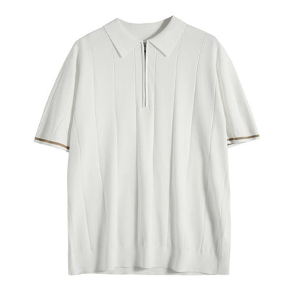 Men's polo shirt with zip neck - premium lightweight fabric for casual outings