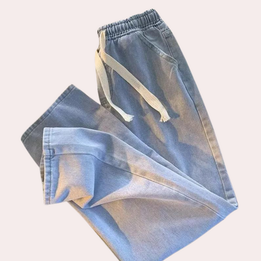 Men's casual trousers relaxed fit denim style - lightweight summer everyday wear