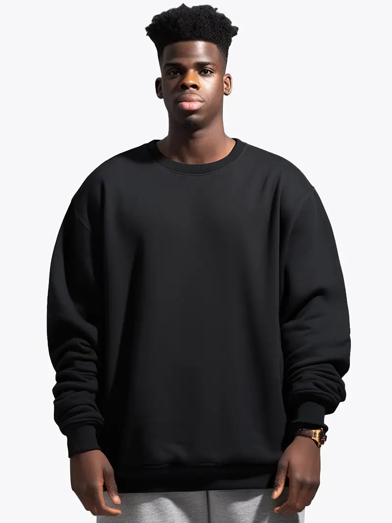 Men's casual sweatshirt relaxed fit jumper - cozy round neck for everyday wear