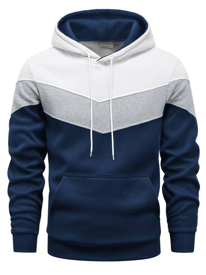 Men's hoodie - modern color block pullover for casual wear with front pocket