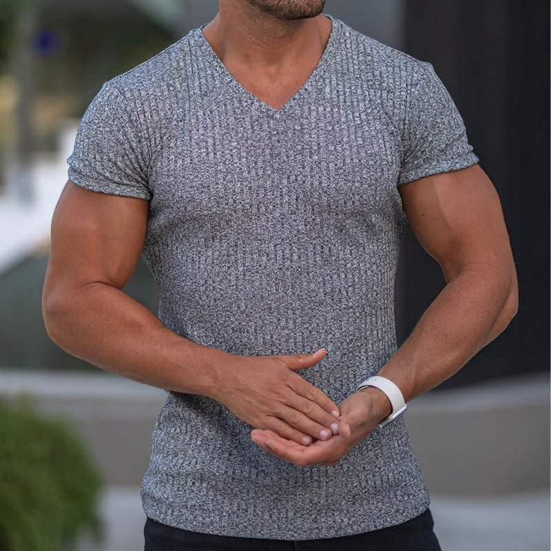 Men's ribbed v-neck t-shirt - stylish casual wear for everyday comfort
