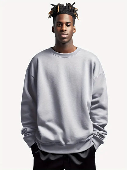 Men's casual sweatshirt relaxed fit jumper - cozy round neck for everyday wear