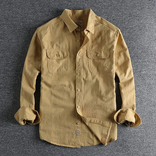 Men's long sleeve work shirt - sturdy fabric casual attire for everyday use