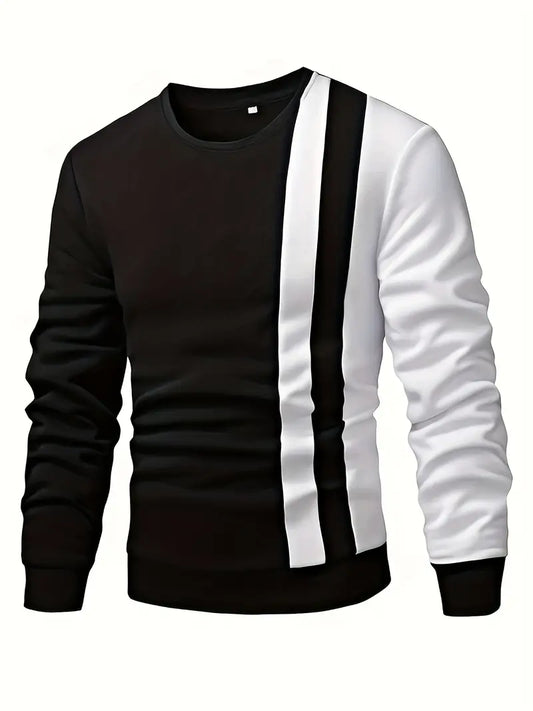 Men's casual pullover modern colour block design for everyday wear - versatile layering top in soft fabric