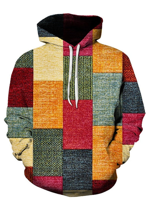 Men's patchwork design hoodie - stylish winter attire for everyday